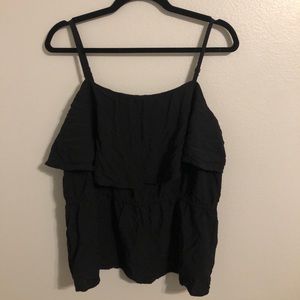 black ruffle top